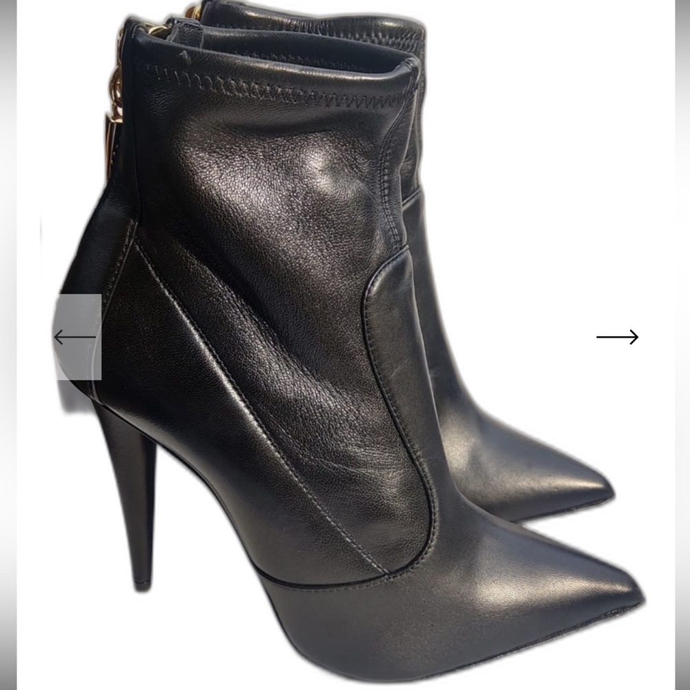 Giuseppe Zanotti Black Leather Heeled Ankle Boots Sz 37 - Picture 11 of 16